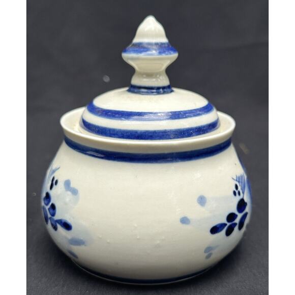 Gzhel COBALT Blue Porcelain Sugar Bowl or Honey Pot Hand Made In RUSSIA -4O - Picture 4 of 9
